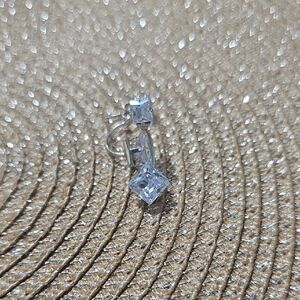 Silver Tone Cubic Zirconia Dangle Earring - Clear